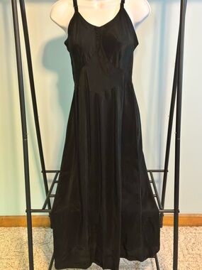 Vintage Black Slip Dress or Sleepwear Adjustable Straps